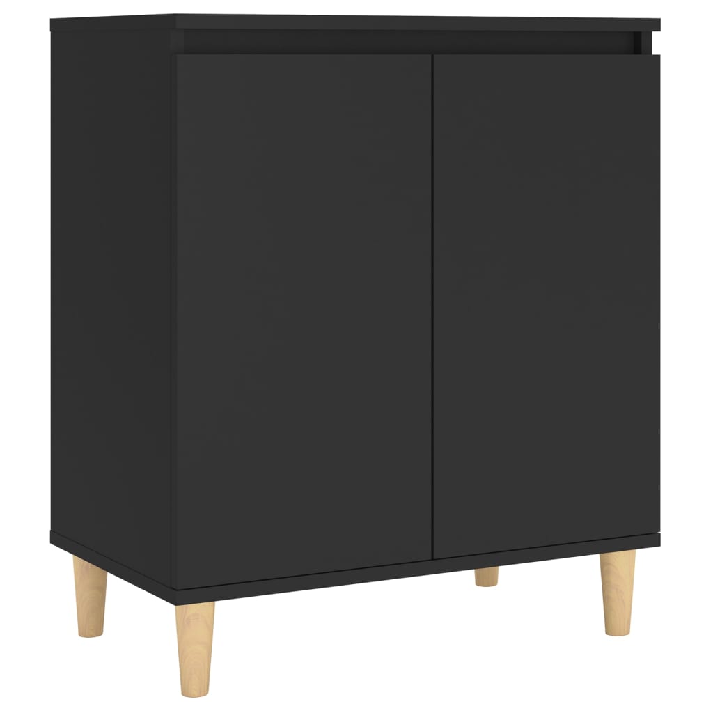 Dressoir Met Massief Houten Poten 60X35X70 Cm Spaanplaat Zwart