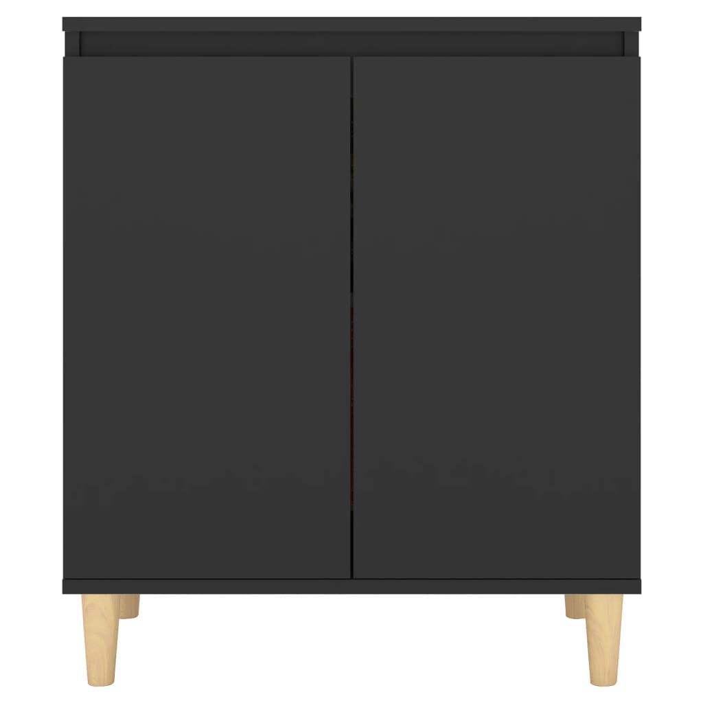 Dressoir Met Massief Houten Poten 60X35X70 Cm Spaanplaat Zwart