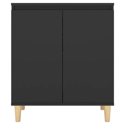 Dressoir Met Massief Houten Poten 60X35X70 Cm Spaanplaat Zwart