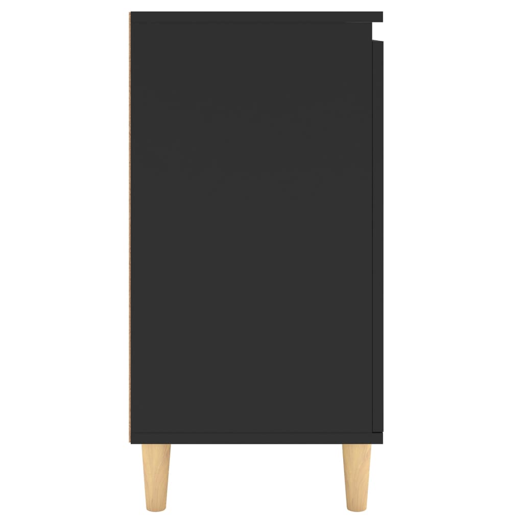 Dressoir Met Massief Houten Poten 60X35X70 Cm Spaanplaat Zwart