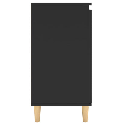 Dressoir Met Massief Houten Poten 60X35X70 Cm Spaanplaat Zwart