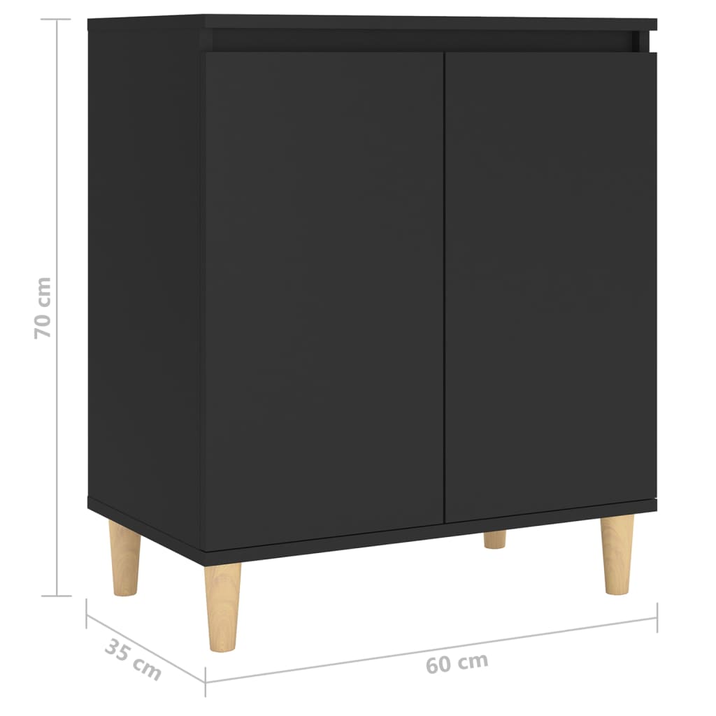 Dressoir Met Massief Houten Poten 60X35X70 Cm Spaanplaat Zwart