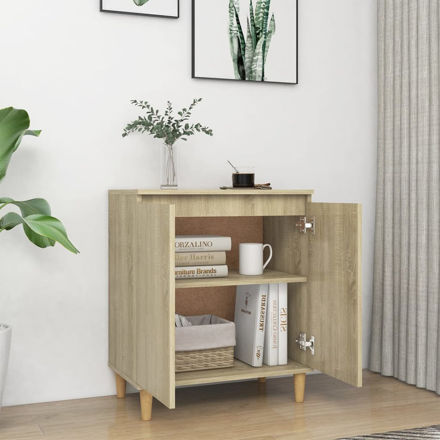 Dressoir met houten poten 60x35x70 cm spaanplaat sonoma eiken Sonoma eiken