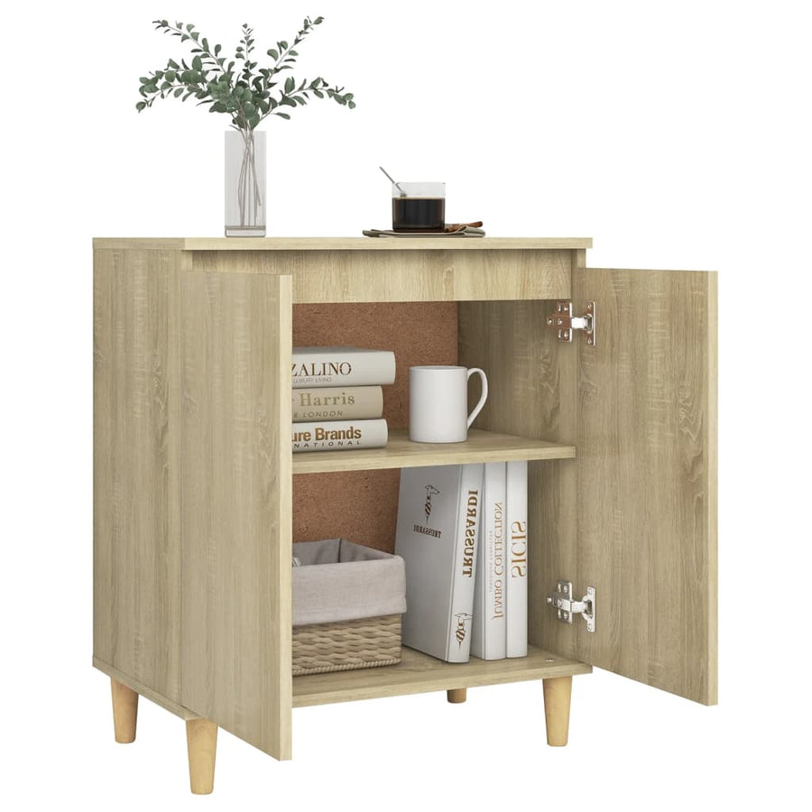 Dressoir met houten poten 60x35x70 cm spaanplaat sonoma eiken Sonoma eiken