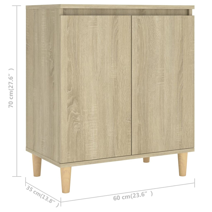 Dressoir met houten poten 60x35x70 cm spaanplaat sonoma eiken Sonoma eiken