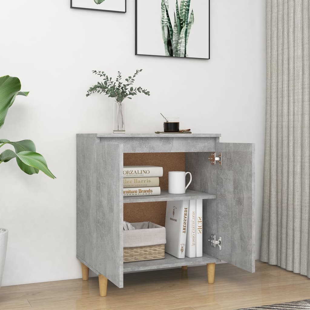 Dressoir Met Houten Poten 60X35X70 Cm Spaanplaat Betongrijs