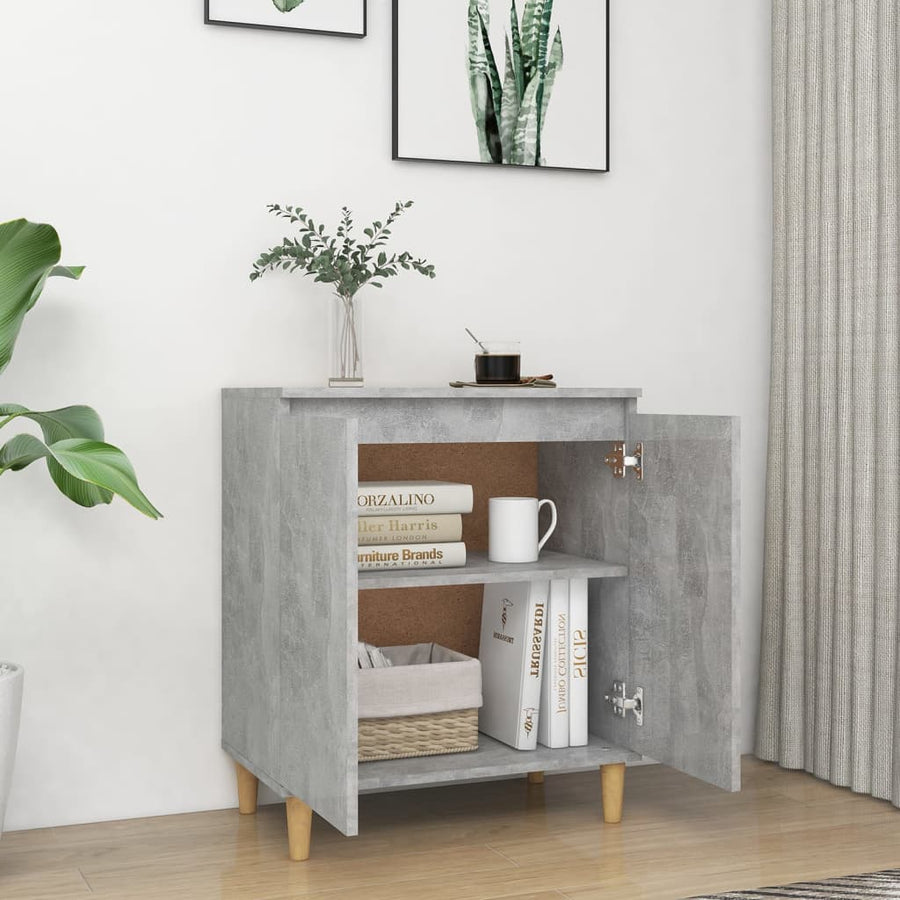 Dressoir Met Houten Poten 60X35X70 Cm Spaanplaat Betongrijs