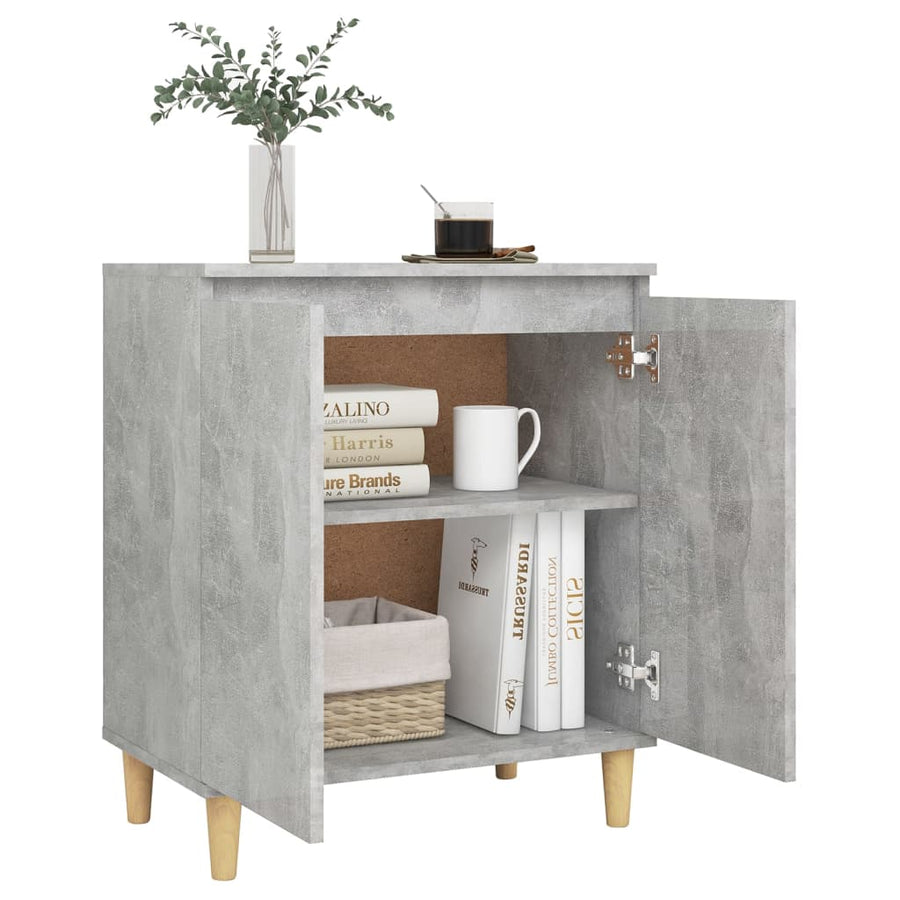 Dressoir Met Houten Poten 60X35X70 Cm Spaanplaat Betongrijs