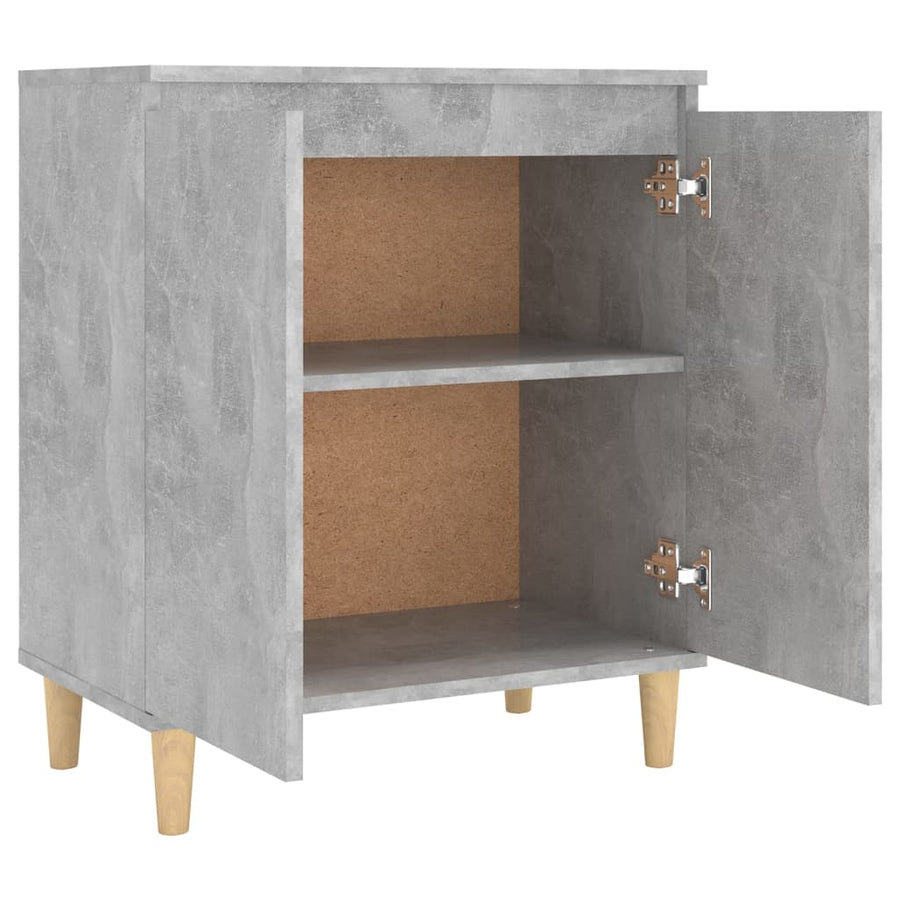 Dressoir Met Houten Poten 60X35X70 Cm Spaanplaat Betongrijs