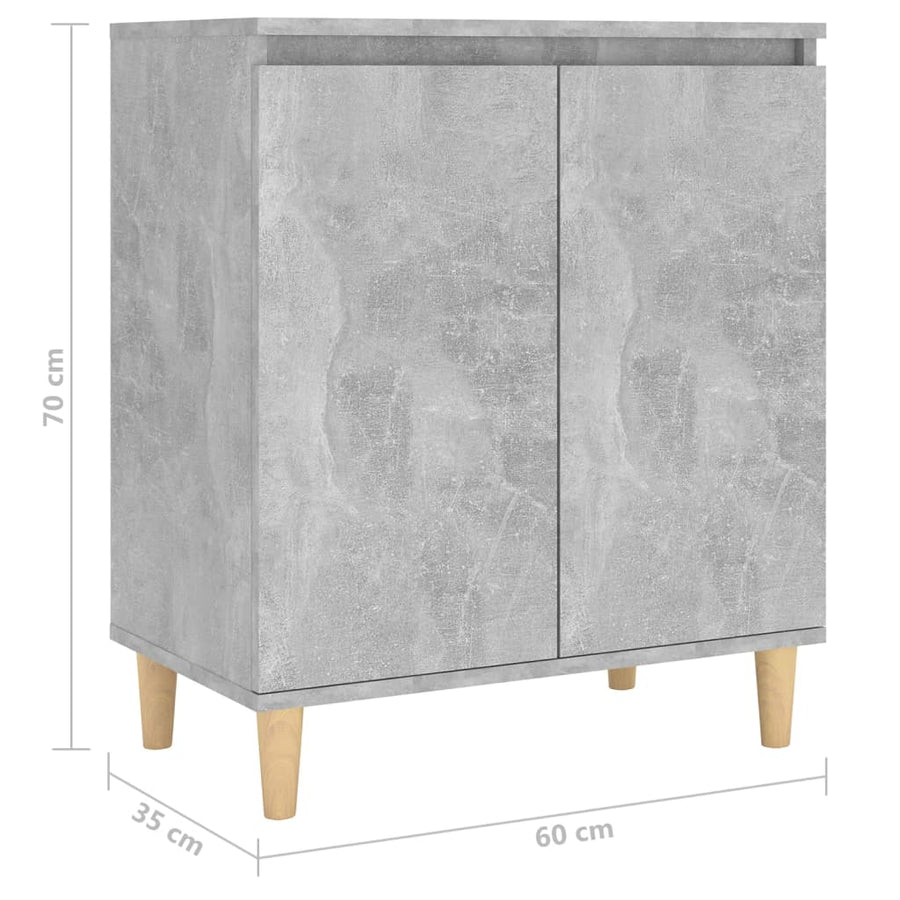 Dressoir Met Houten Poten 60X35X70 Cm Spaanplaat Betongrijs