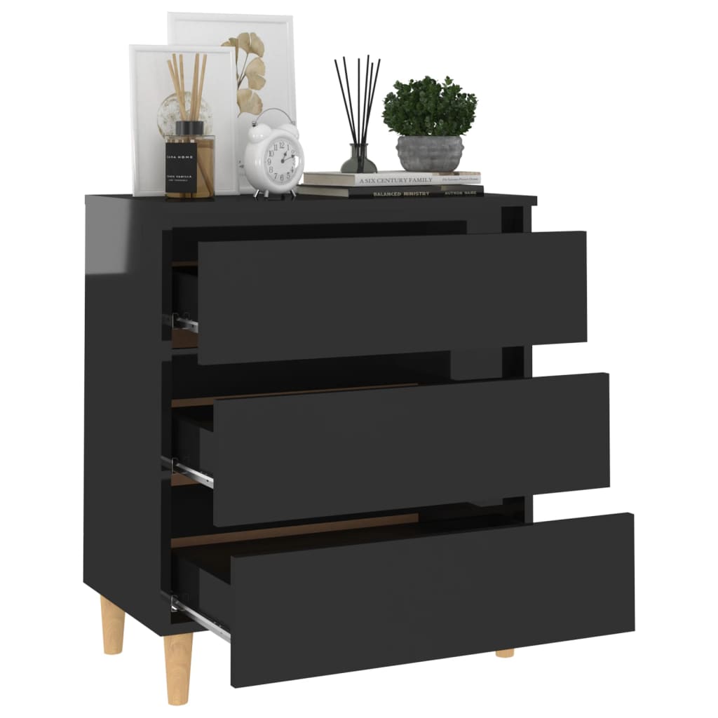 Dressoir 60X35X69 Cm Bewerkt Hout Hoogglans zwart