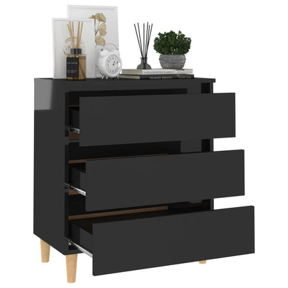 Dressoir 60X35X69 Cm Bewerkt Hout Hoogglans zwart