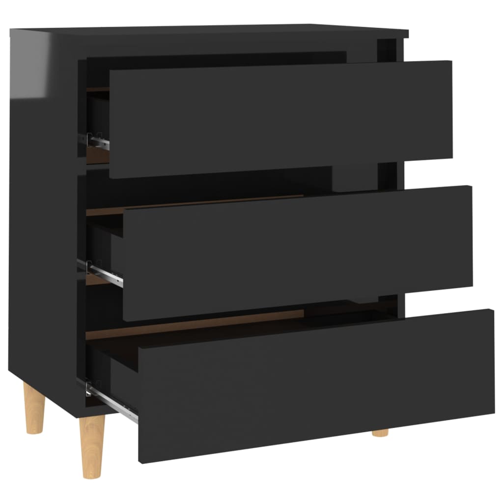 Dressoir 60X35X69 Cm Bewerkt Hout Hoogglans zwart