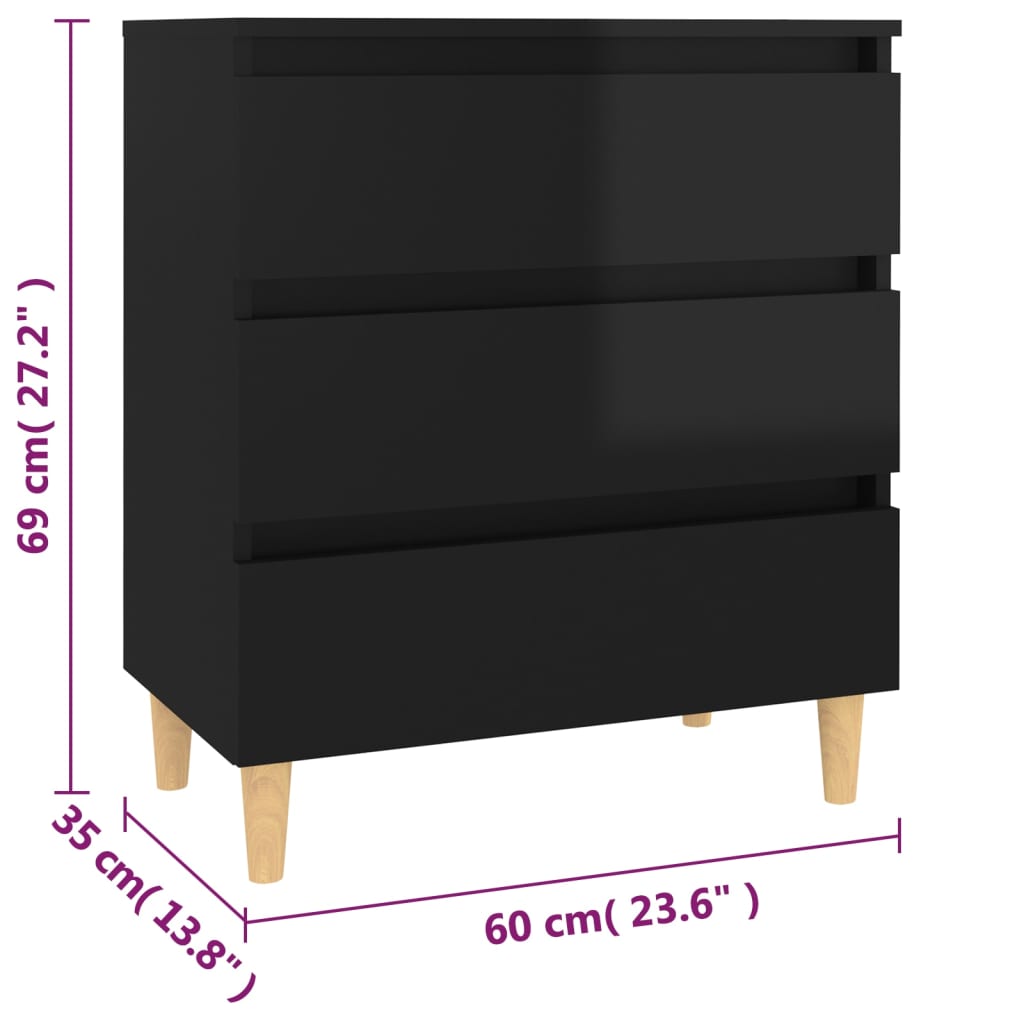 Dressoir 60X35X69 Cm Bewerkt Hout Hoogglans zwart