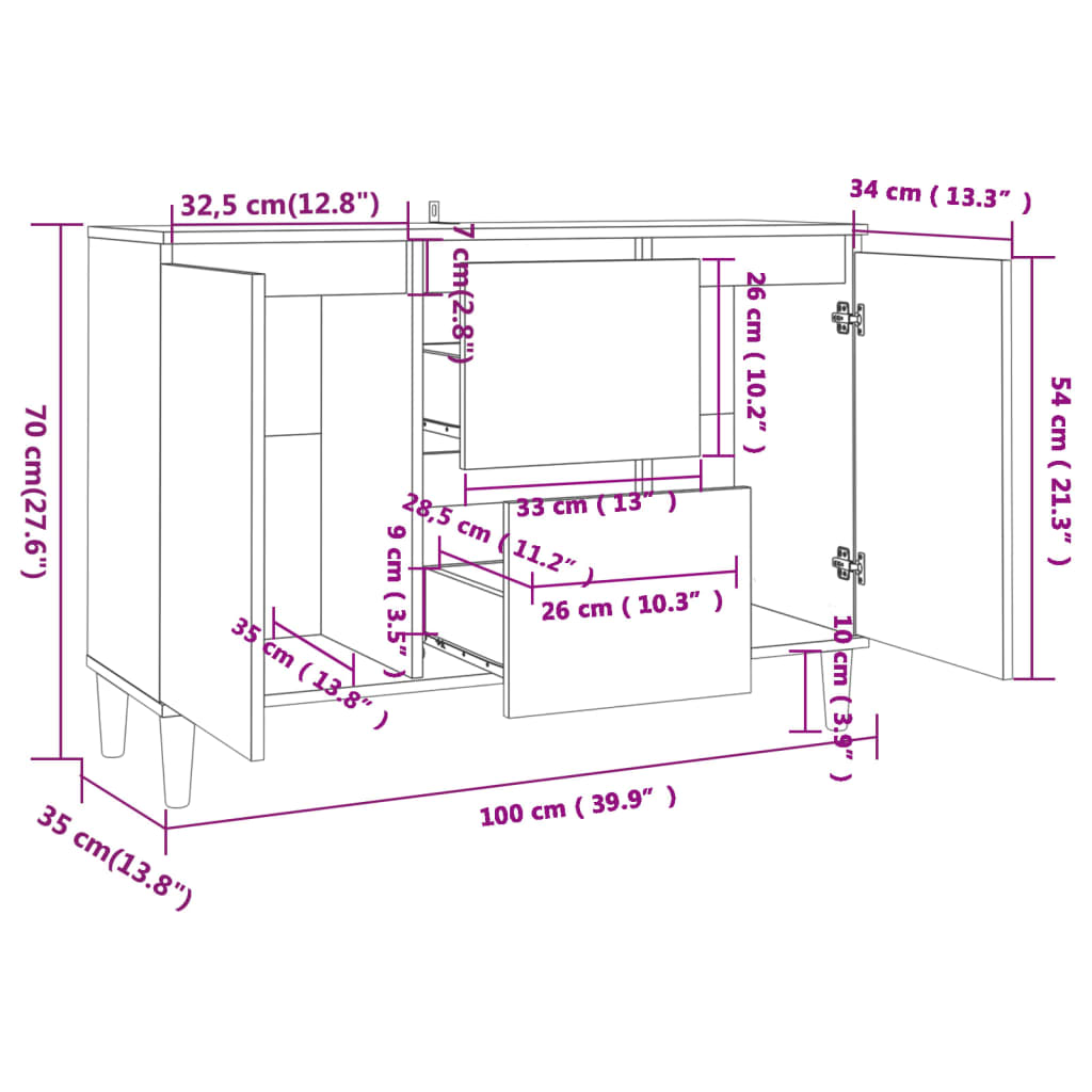 Dressoir 03,5X35X70 Cm Spaanplaat Kleurig Sonoma eiken