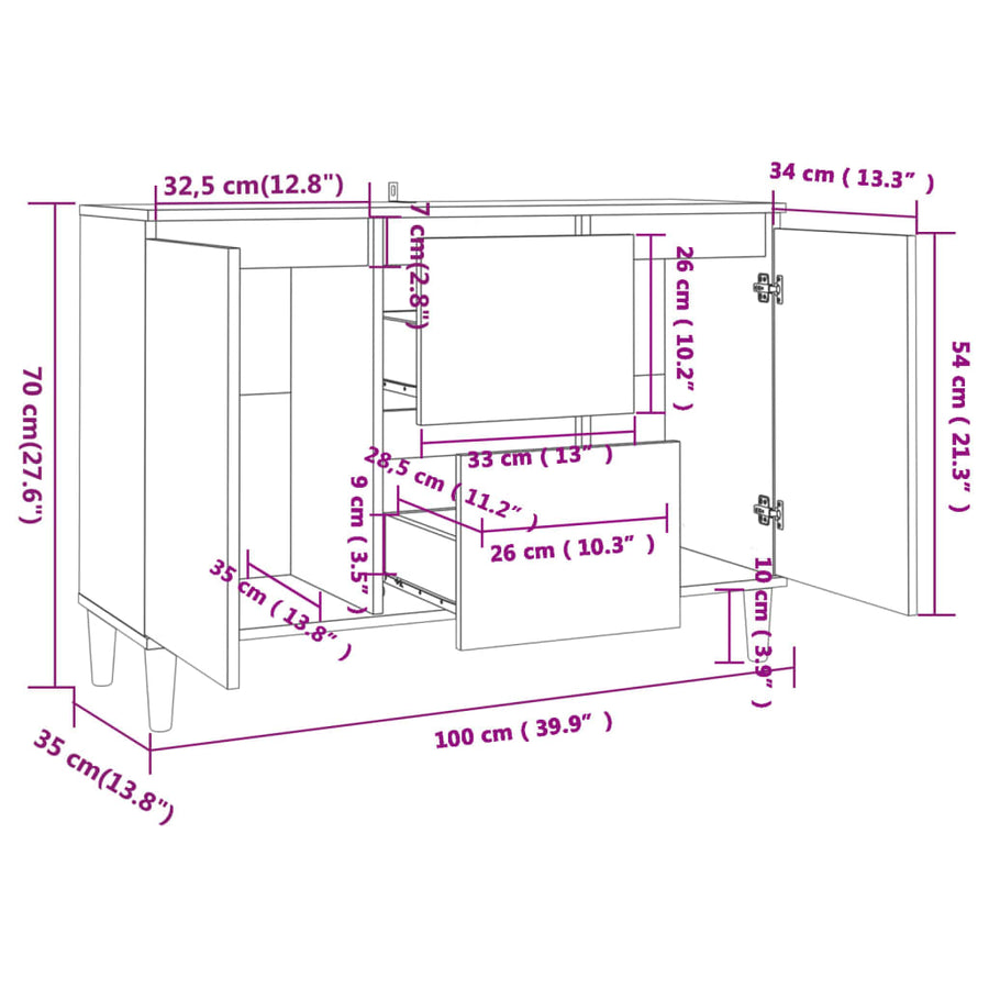 Dressoir 03,5X35X70 Cm Spaanplaat Kleurig Sonoma eiken