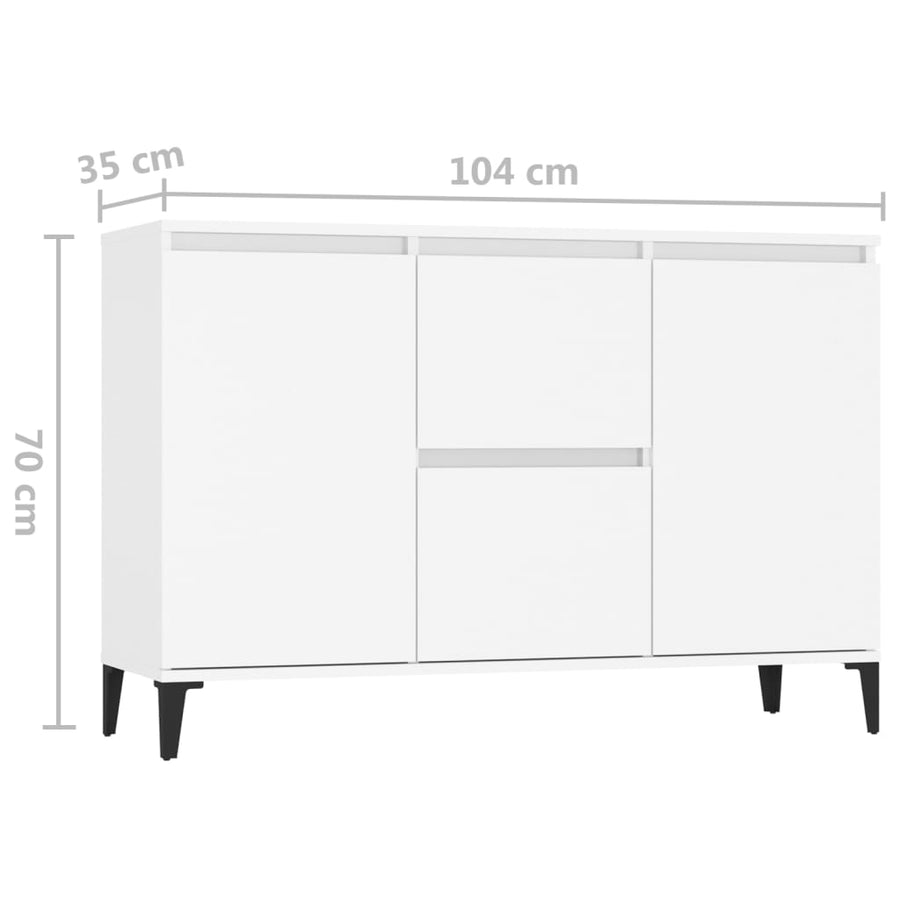 Dressoir 104x35x70 cm spaanplaat wit Wit