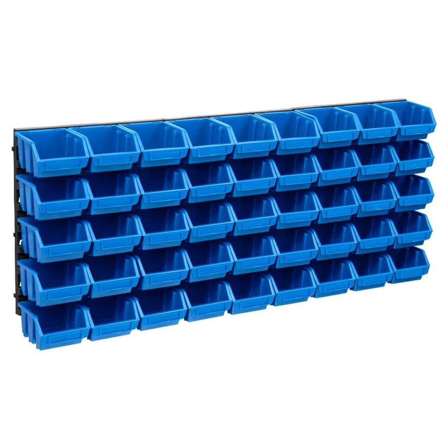48-Delige Opslagbakkenset Met Wandpanelen Blauw En Zwart