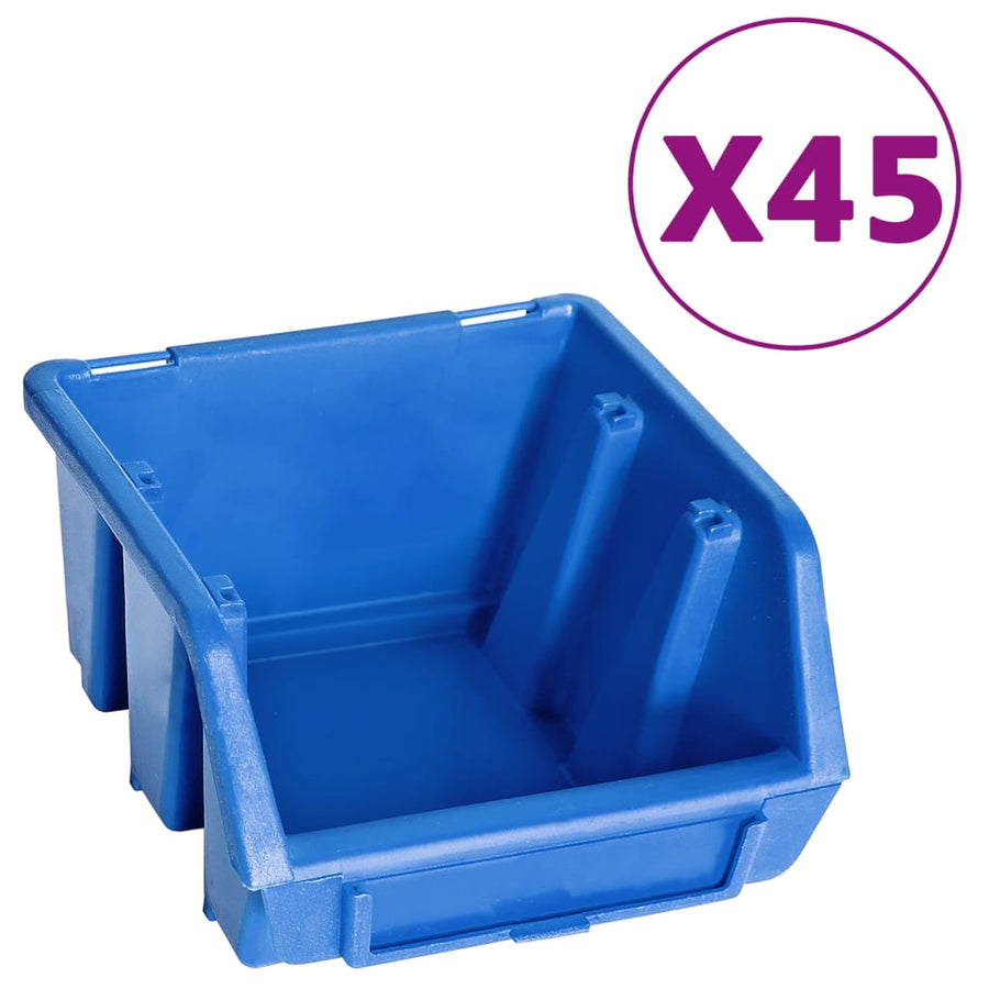 48-Delige Opslagbakkenset Met Wandpanelen Blauw En Zwart