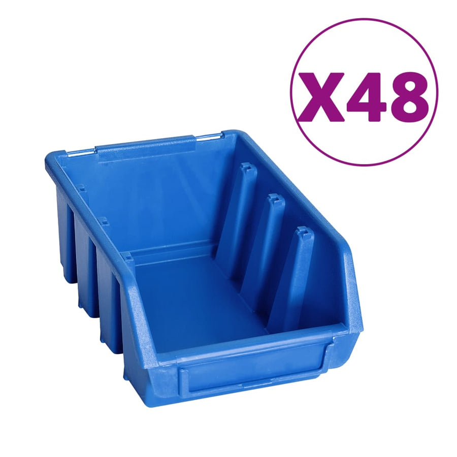 128-Delige Opslagbakkenset Met Wandpanelen Blauw En Zwart