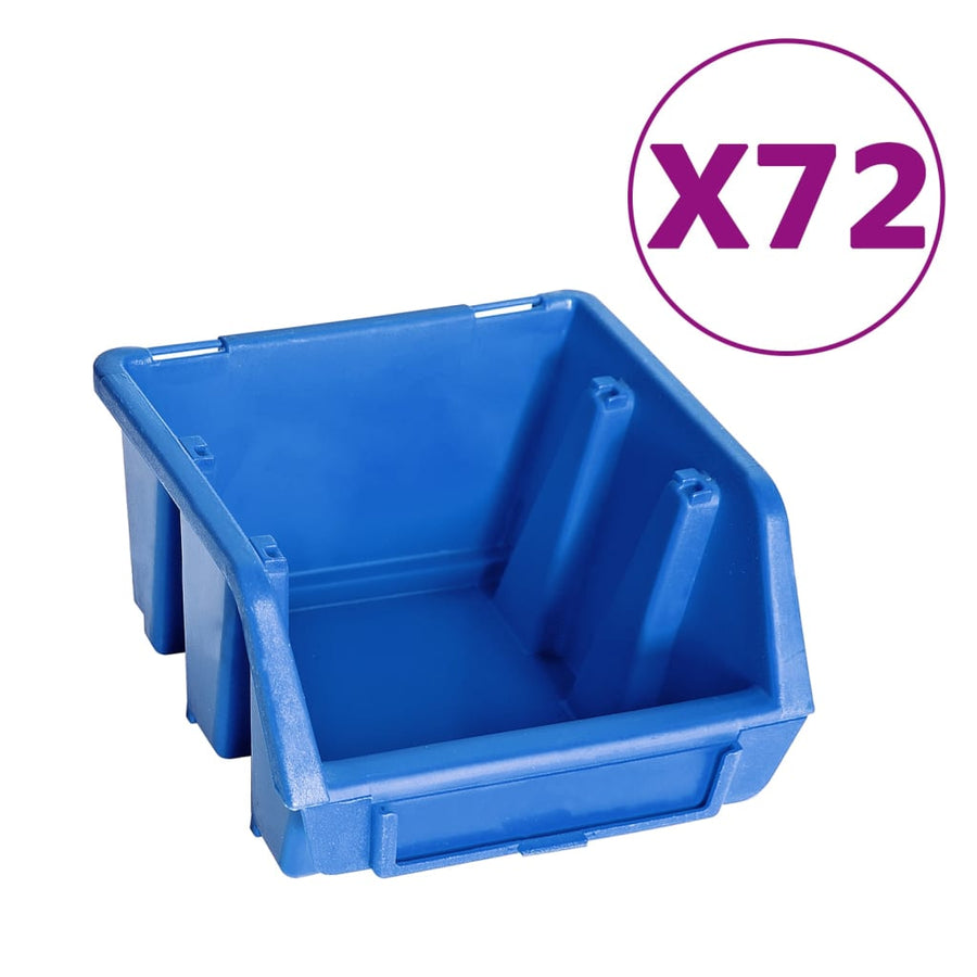 128-Delige Opslagbakkenset Met Wandpanelen Blauw En Zwart