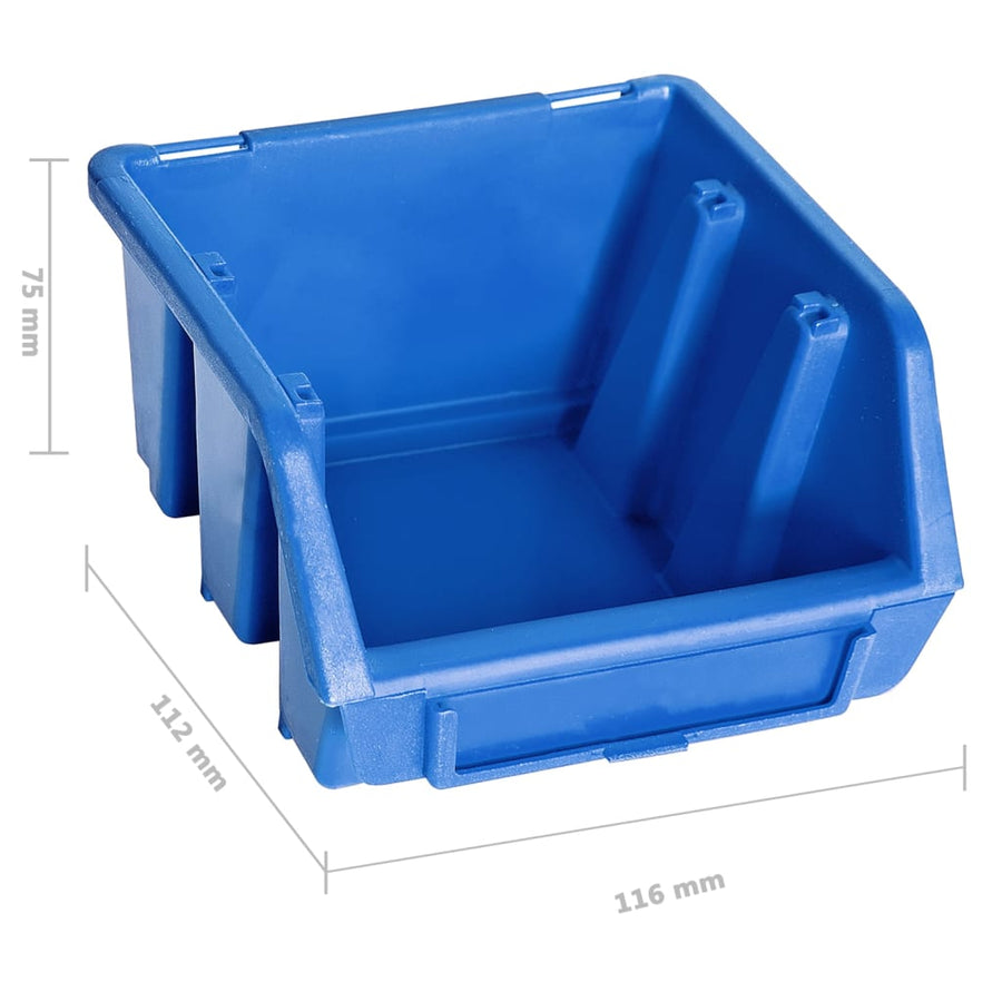 128-Delige Opslagbakkenset Met Wandpanelen Blauw En Zwart