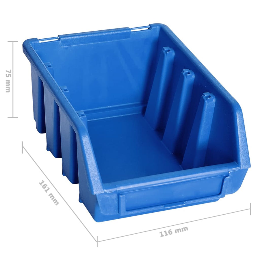 128-Delige Opslagbakkenset Met Wandpanelen Blauw En Zwart