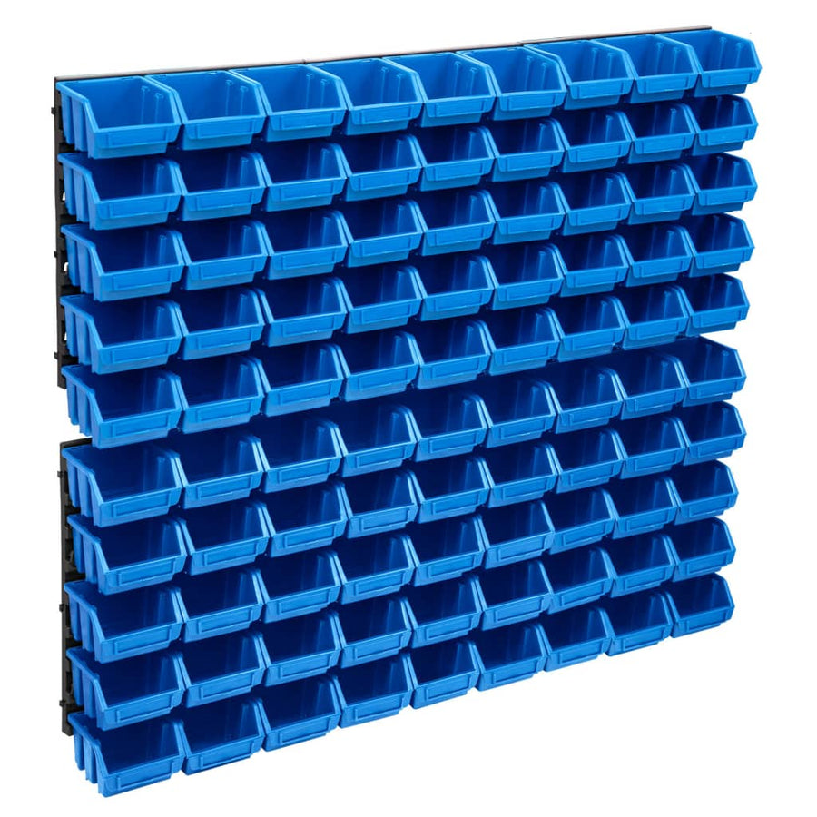 96-Delige Opslagbakkenset Met Wandpanelen En Zwart Blauw