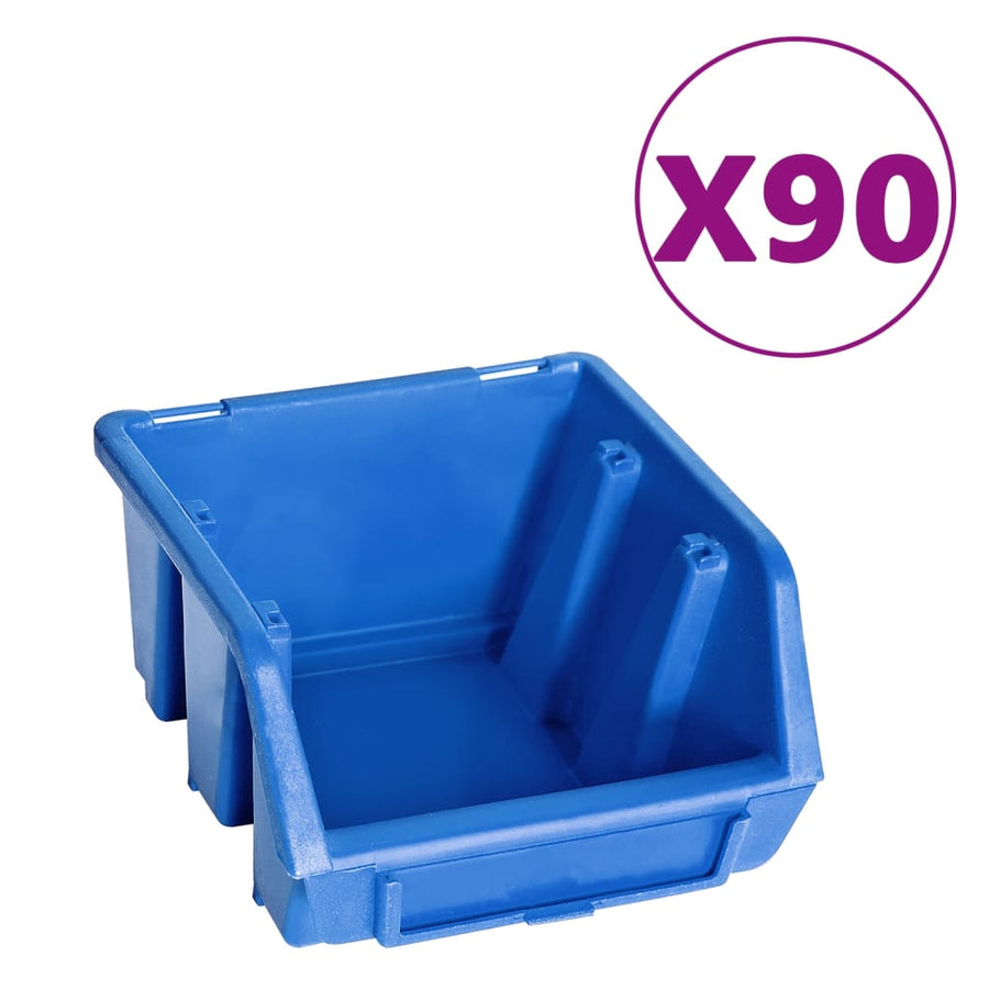 96-Delige Opslagbakkenset Met Wandpanelen En Zwart Blauw