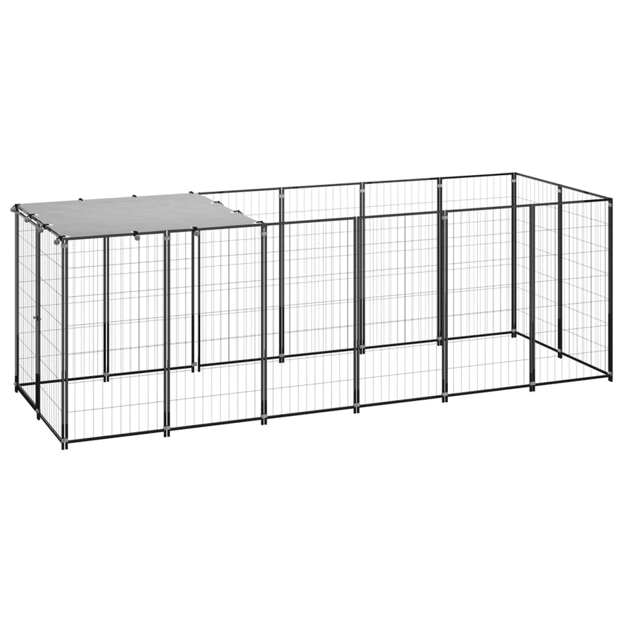 Hondenkennel 330x110x110 cm staal zwart 330 x 110 x 110 cm Zwart