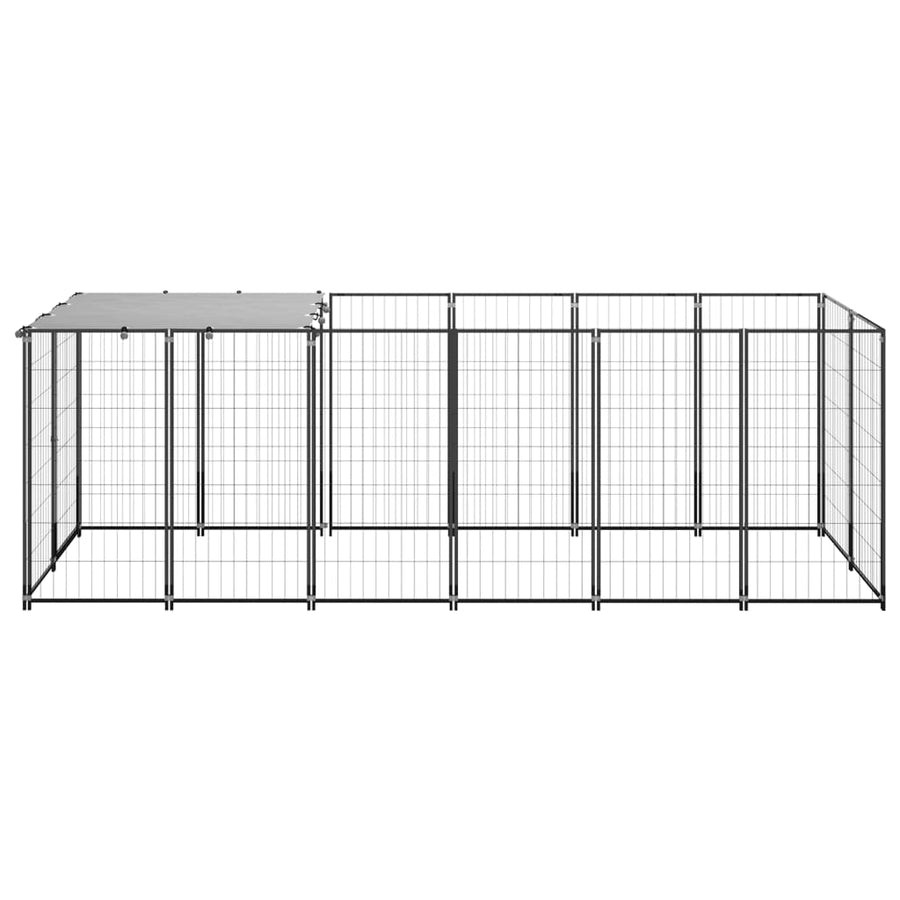 Hondenkennel 330x110x110 cm staal zwart 330 x 110 x 110 cm Zwart