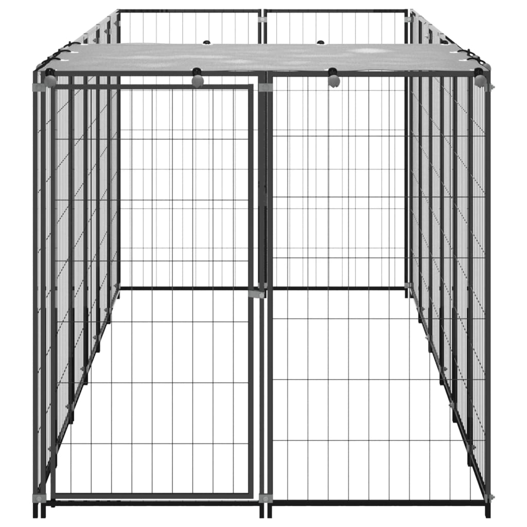 Hondenkennel 330x110x110 cm staal zwart 330 x 110 x 110 cm Zwart