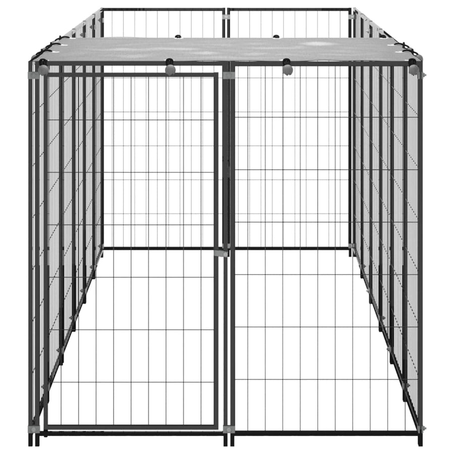 Hondenkennel 330x110x110 cm staal zwart 330 x 110 x 110 cm Zwart