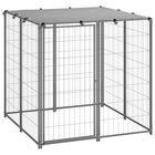 Dog kennel 110x110x110 cm steel silver-coloured