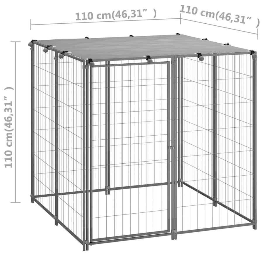 Hondenkennel Staal Kleurig 110 x 110 x 110 cm Zilver