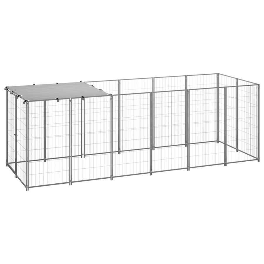 Hondenkennel 330x110x110 cm staal zilverkleurig 330 x 110 x 110 cm Zilver