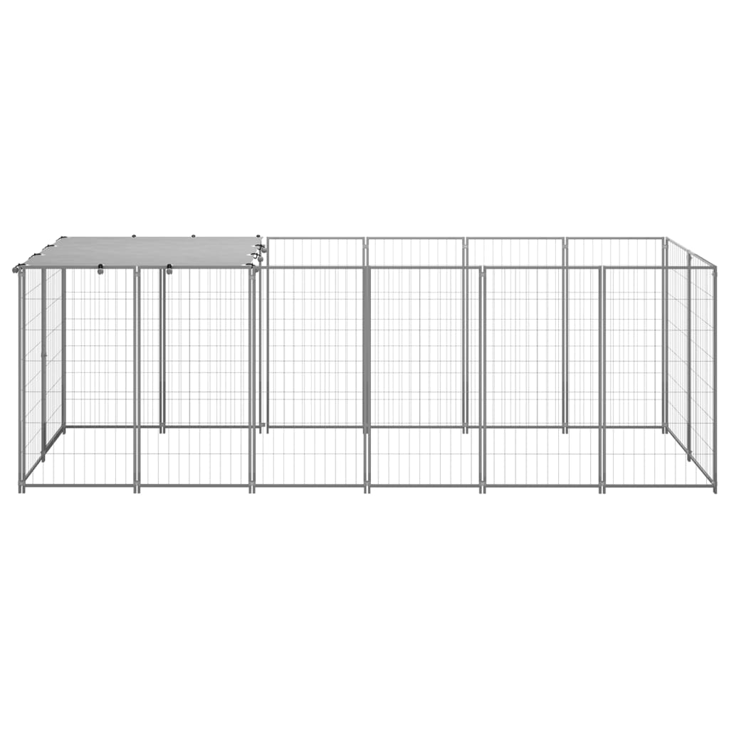 Hondenkennel 330x110x110 cm staal zilverkleurig 330 x 110 x 110 cm Zilver