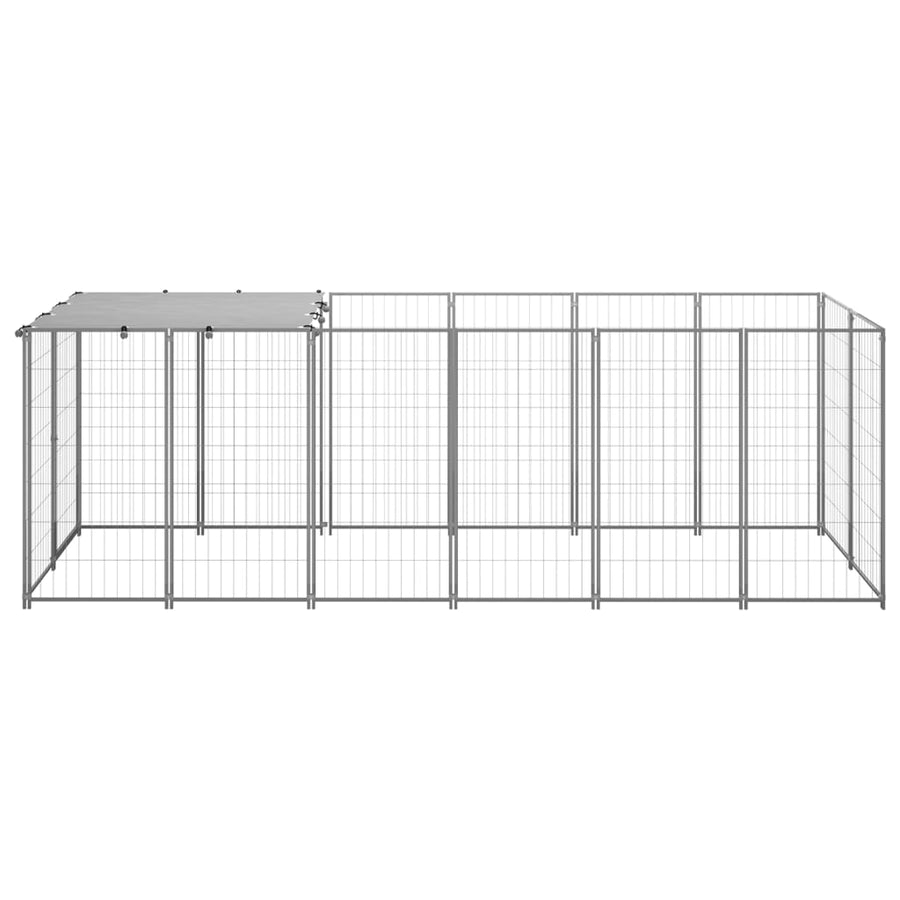 Hondenkennel 330x110x110 cm staal zilverkleurig 330 x 110 x 110 cm Zilver