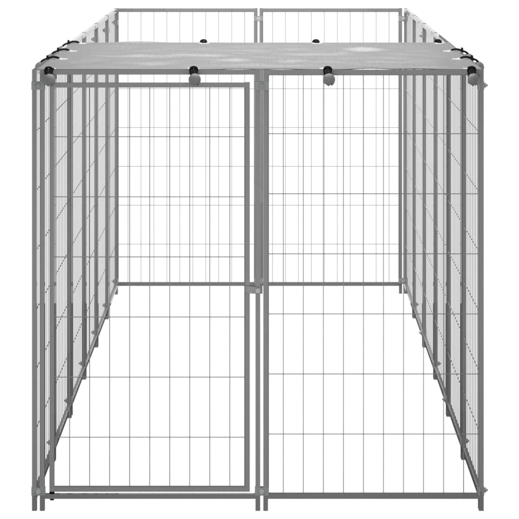 Hondenkennel 330x110x110 cm staal zilverkleurig 330 x 110 x 110 cm Zilver