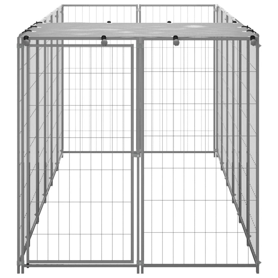 Hondenkennel 330x110x110 cm staal zilverkleurig 330 x 110 x 110 cm Zilver