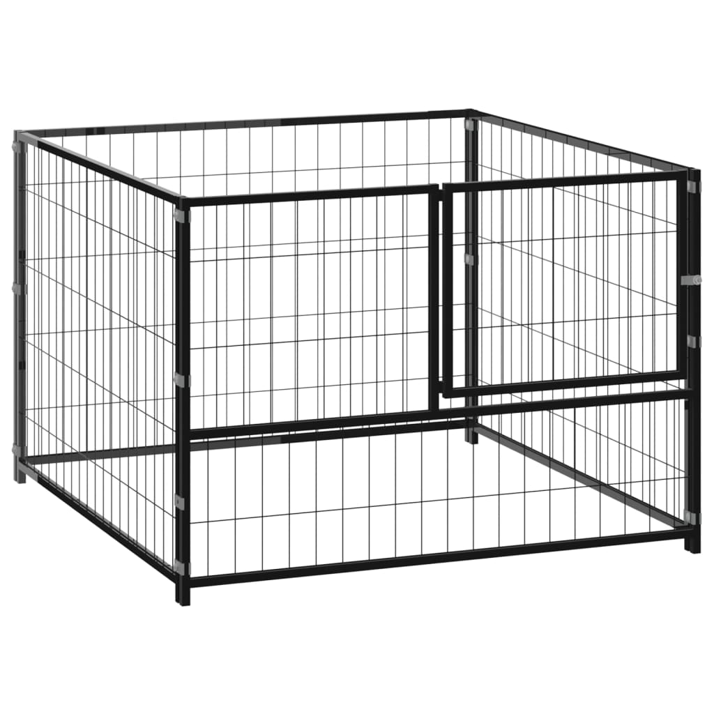 Hondenkennel Staal 100 x 100 x 70 cm Zwart