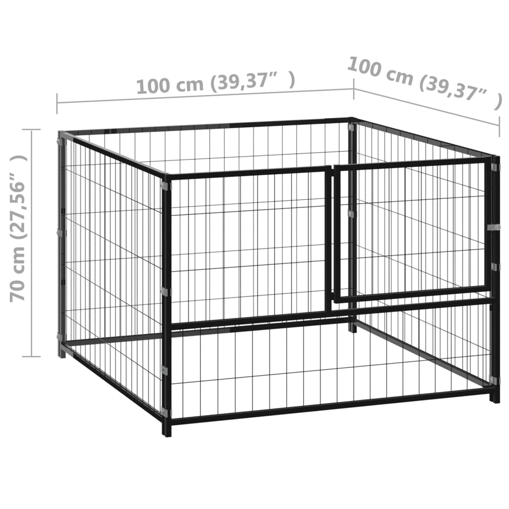 Hondenkennel Staal 100 x 100 x 70 cm Zwart