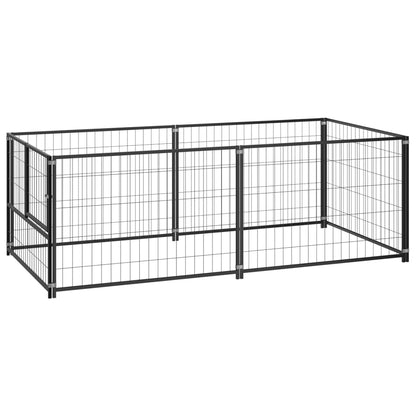 Hondenkennel 200x100x70 cm staal zwart 200 x 100 x 70 cm Zwart
