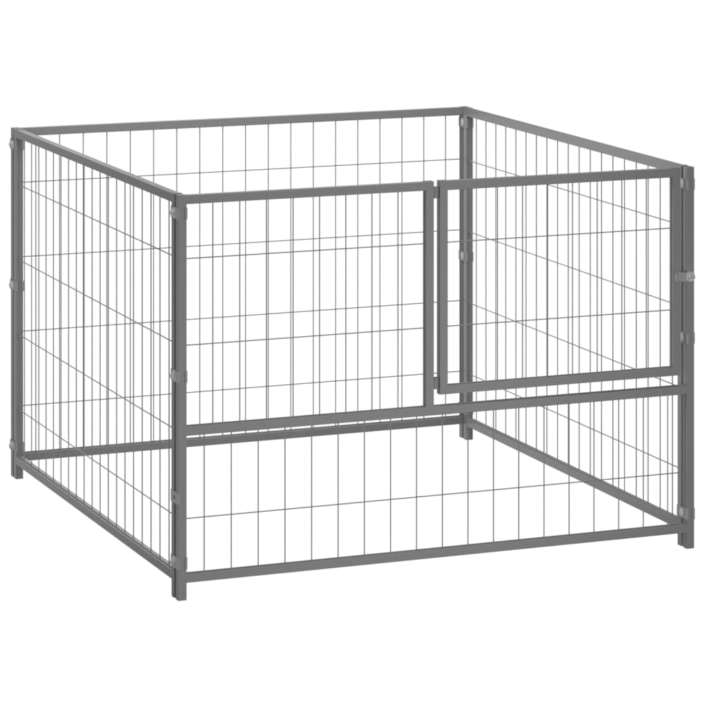 Hondenkennel 100x100x70 cm staal zilverkleurig 100 x 100 x 70 cm Zilver