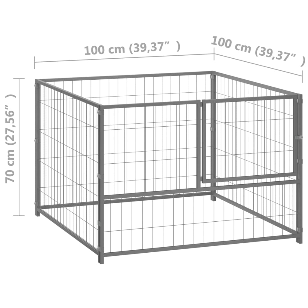 Hondenkennel 100x100x70 cm staal zilverkleurig 100 x 100 x 70 cm Zilver
