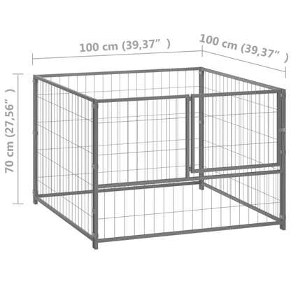 Hondenkennel 100x100x70 cm staal zilverkleurig 100 x 100 x 70 cm Zilver