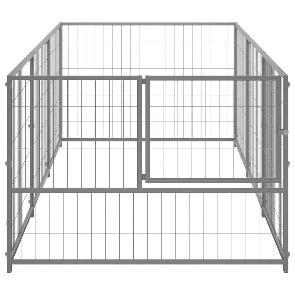 Hondenkennel 300x100x70 cm staal zilverkleurig