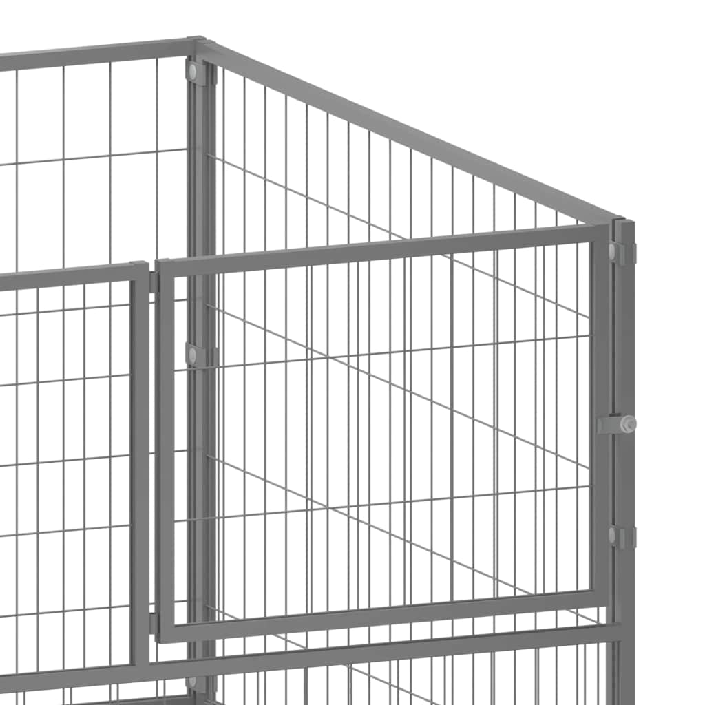 Hondenkennel 300x100x70 cm staal zilverkleurig