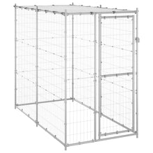 Hondenkennel buiten met dak 110x220x180 cm gegalvaniseerd staal 110 x 220 x 180 cm Zilver Ja