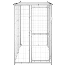 Hondenkennel buiten met dak 110x220x180 cm gegalvaniseerd staal 110 x 220 x 180 cm Zilver Ja